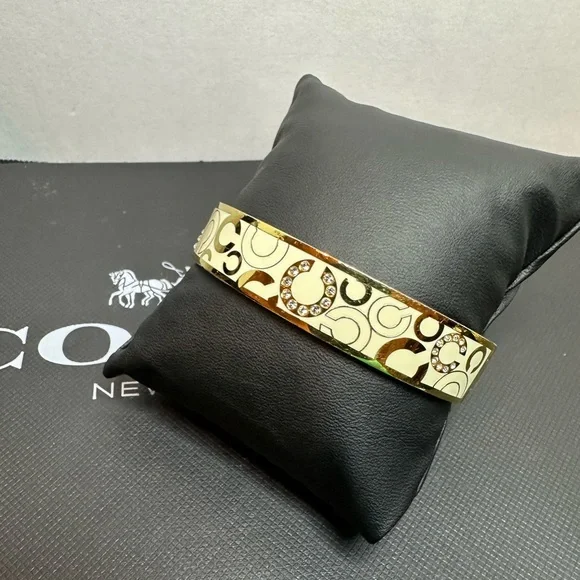 Coach Gold and White Signature Bangle - Picture 8 of 9